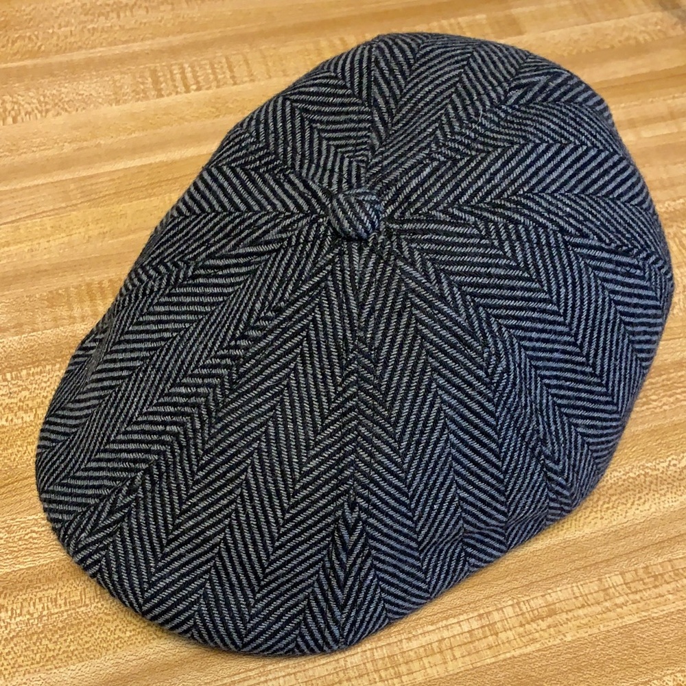 Original Boston Scally 8 Panel Herringbone Black & Gray Wool/Polyester Blend Cap